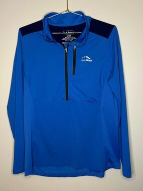 L.L.Bean Blue Quarter Zip Performance Pullover Top women’s Medium